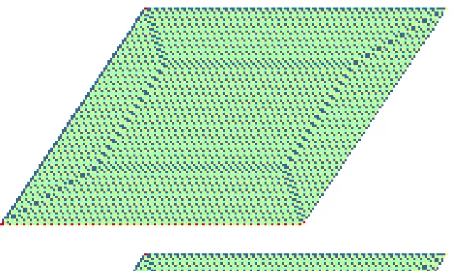 Figure 5.4 Determination of scattering vertices through the master protocol with open boundaries in a rhomboidal geometry for a background Φ(3, 1), here we use the function (5.10) to identify a background from its associated string on the maximally filled 