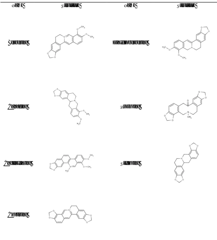 Table 5: The alkaloids from Chelidonium majus analyzed for their inhibitory activity toward Cathepsin L