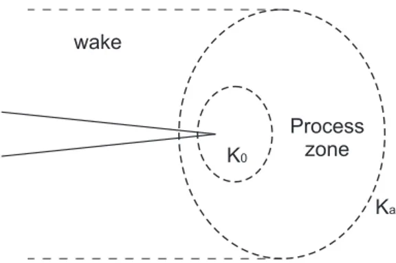 Figure 2.6: Enclave region completely shielded by the surrounding process zone, so that two different K fields exist in the regions separeted.