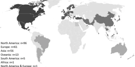 Fig. 2. Geographical distribution of the studies. 