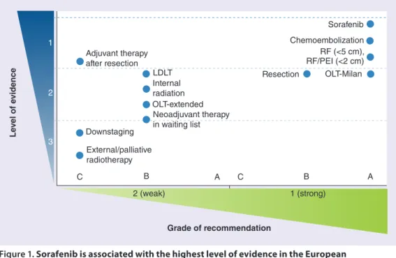 Figure 1. sorafenib is associated with the highest level of evidence in the european 