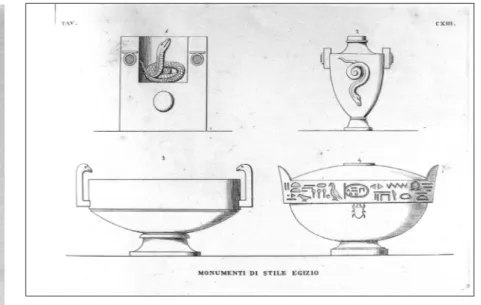 Fig. 1 - Statua di divinità egizia da Tivoli, già collezione Albani. Incisione da Opere di G