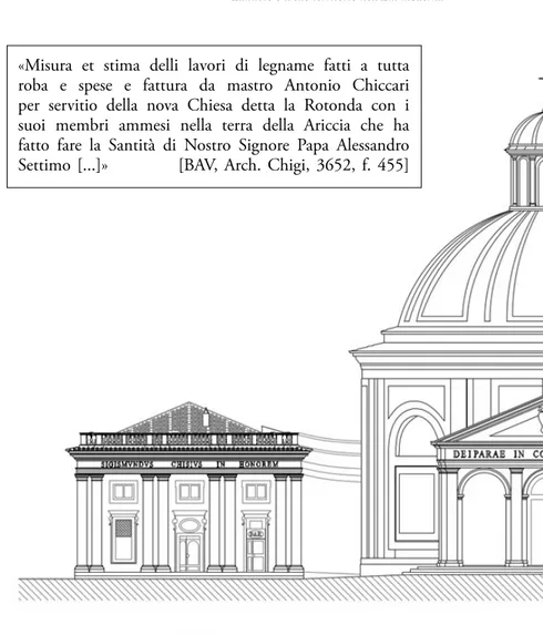 Fig. 4.6  Cirami, Scipioni 2017, Rilievo architettonico del complesso  dell’Assunta di Ariccia con i Casini del Ministro e del  Governatore
