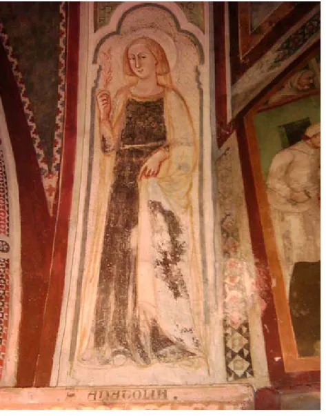 Figura  18.  Santa  Anatolia  in  una  delle  tante  sue  raffigurazioni  nel  Monastero  del  Sacro  Speco  di  Subiaco.
