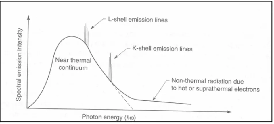 Figura 3. Radiazione di plasma emessa nell’interazione di luce laser focalizzata con la materia