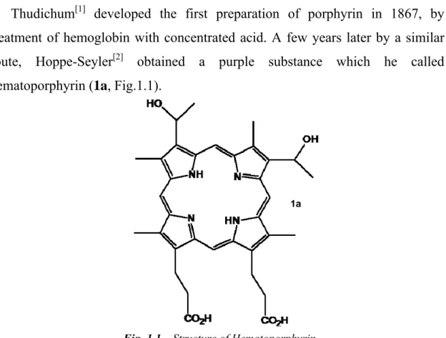 Fig. 1.1 – Structure of Hematoporphyrin 