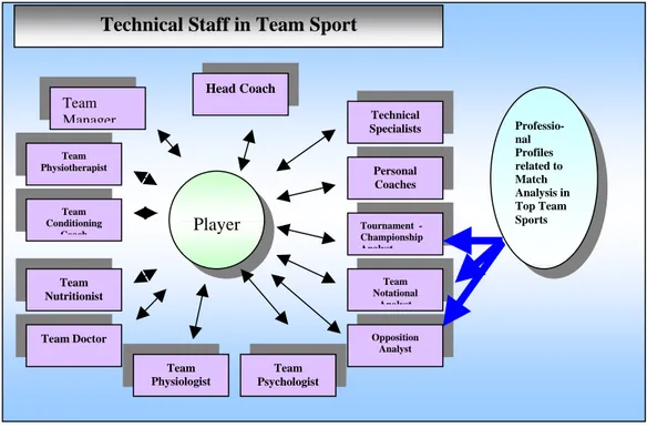 Figure 2 – Technical Staff in Top Team Sports. Note three professional profiles related to the  Match Analysis procedures