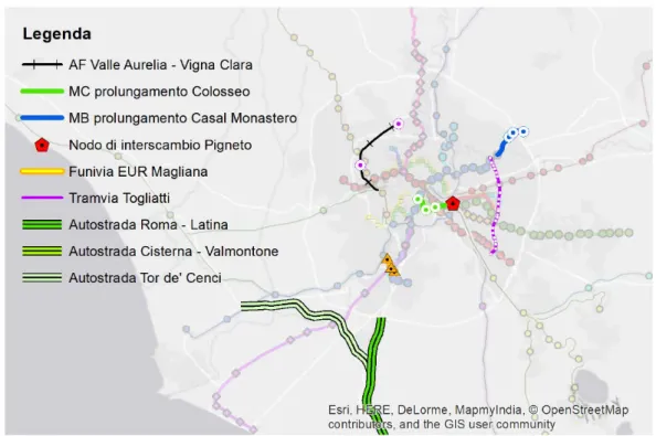 Figura 5 - Cartografia degli interventi infrastrutturali &#34;opere invarianti&#34;. 