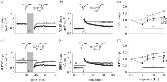 Figure 2. Shifted hippocampal frequency – response function in EAE mice and in response to IL-1b