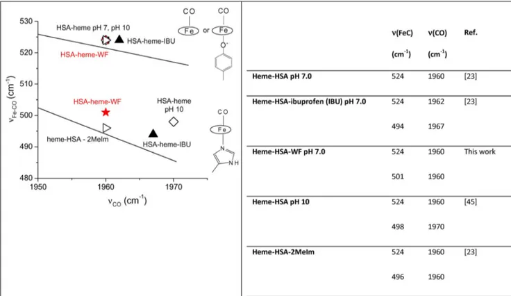 Figure 9. Thermodynamic and kinetic scheme correlating CO binding to 4 cIS , 5 cHS (1) and WF-5 cHS (1) with WF binding to 5 cHS (1) and 6 cLS (2).