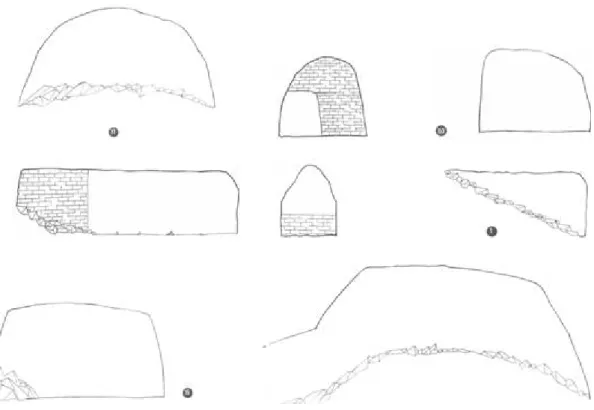 Fig. 9.7. Rilievi speleologici. Sezioni trasversali di alcune camere della cavità. 