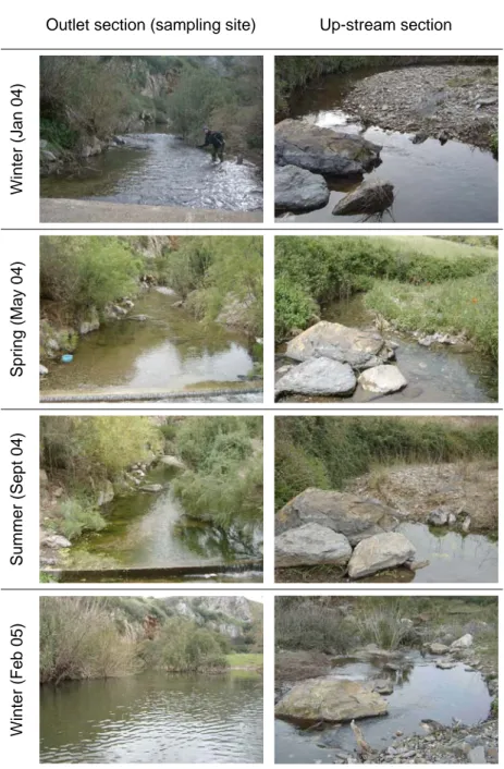 Figure 2.3. Seasonal variability of the Mulargia water regime during sampling survey  at the river outlet section