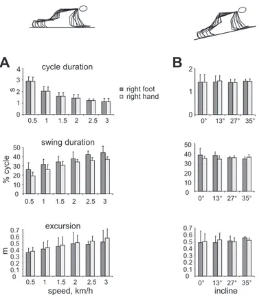 Figure 2A illustrates a typical footfall pattern in human crawling. In general, four, three, or two limbs were  simultane-ously supporting body weight depending on the speed and the instant of the gait cycle