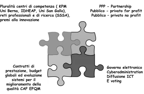 Figura 3.2  Le leve di azione della revisione critica del  NPM  in Svizzera  