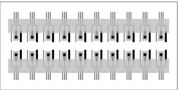 Figura S. Foglio di poliestere contenente 20 elettrodi ottenuti mediante la TFT. 