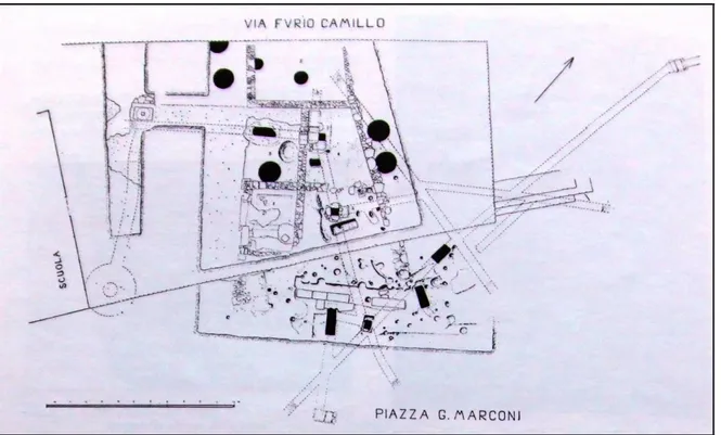 Fig. 8 – Pianta degli scavi del settore nordorientale dell’acropoli (da Andrén 1961) 