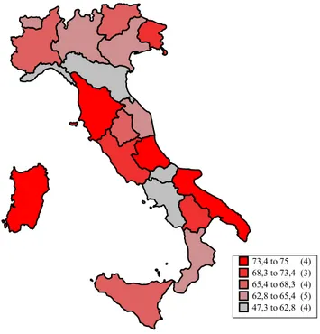 Figura 4 - Graduatoria delle regioni italiane basata sull’indice di ‘Qualità del suolo’ 