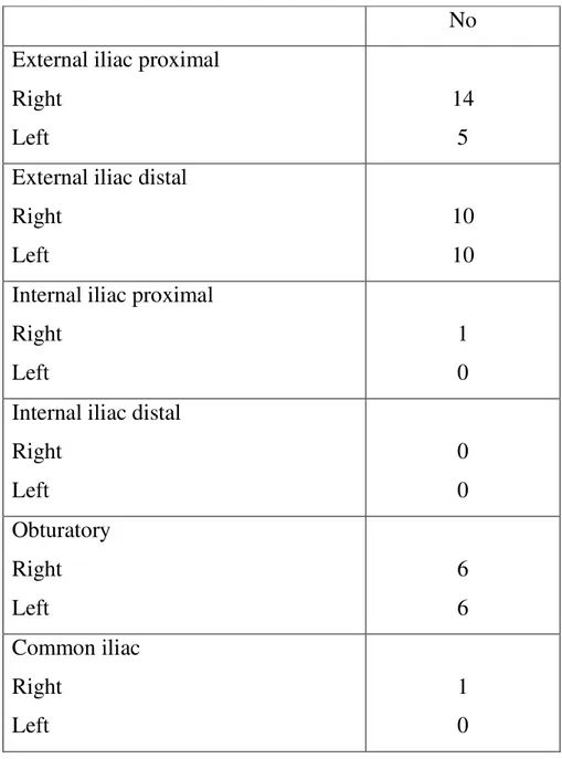 Table 3: Localization and number of lymph nodes (n=53) on DWI  
