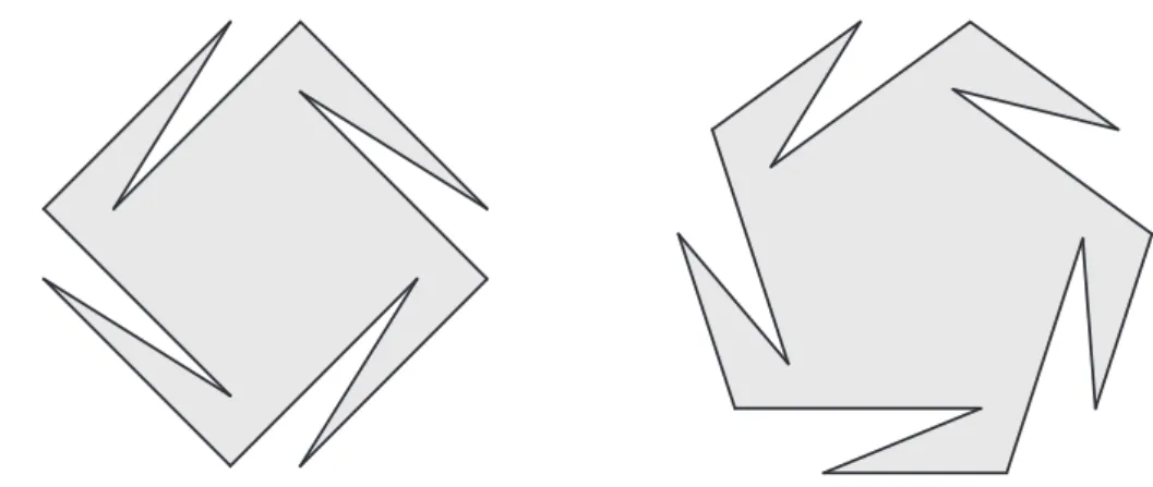 Figure 1.3: Shutter polygons. At least one guard per reflex vertex is needed.