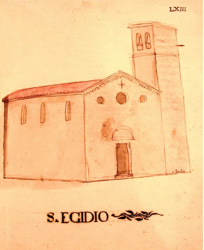 FIG. 13 - Paolo Tronci, chiesa di S.Egidio, “Descrizione delle chiese, monasteri ed oratori  della città di Pisa”, 1643 (ca), ACDP, C.152, c
