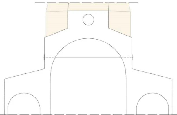 Fig. 185.  Fotoinserimento del tirante metallico sull’arco di sostegno in pietra. 