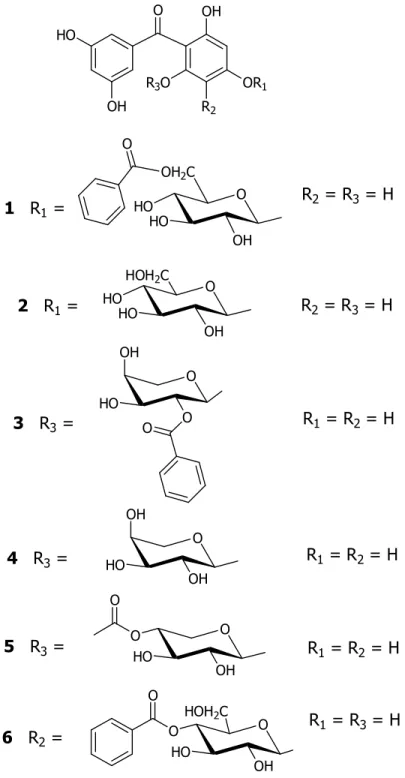 Fig. 1. Struttura chimica dei nuovi composti isolati (1-6)