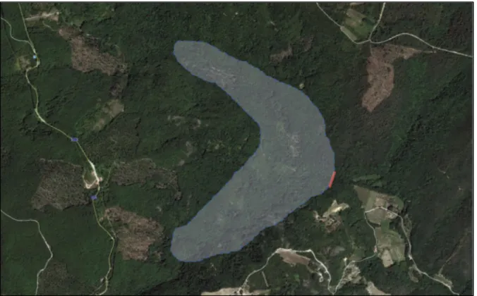 Figura 6. 1: vista aerea dell'invaso della futura diga sul fosso Gretano.
