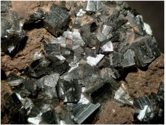 Fig. 1.4 - Ramsdellite crystals in goethite matrix. Săo Luis quarry, Beja District, Portugal