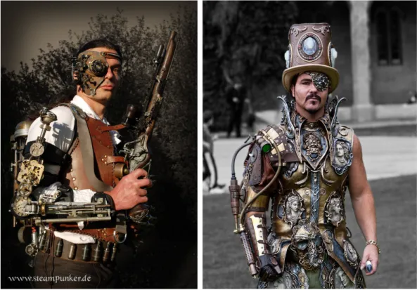 Illustrazione 13: Cosplayer vestito da  cyborg steampunk