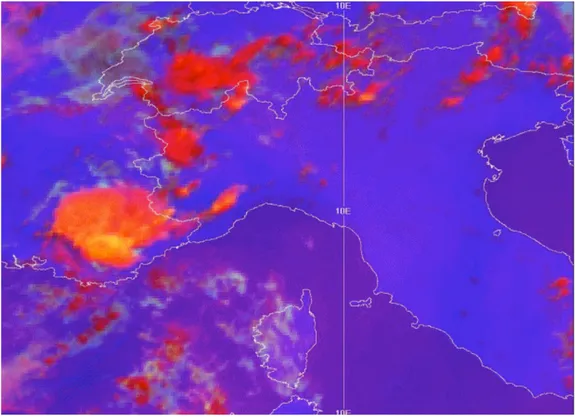 Figure 1.15: satellite’s image of convective storm over Italy and France. 