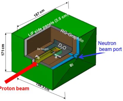 Figure 1.10: Schematic layout of neutron source at irradiation facility INFN-LNL. 
