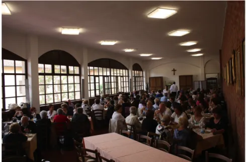 Figura 12: Pellegrini durante il pranzo al ristorante del Santuario 