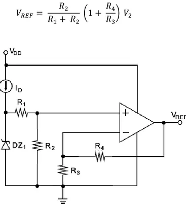 Figura 1.4 -  Circuito di riferimento di tensione con buried zener [1] 