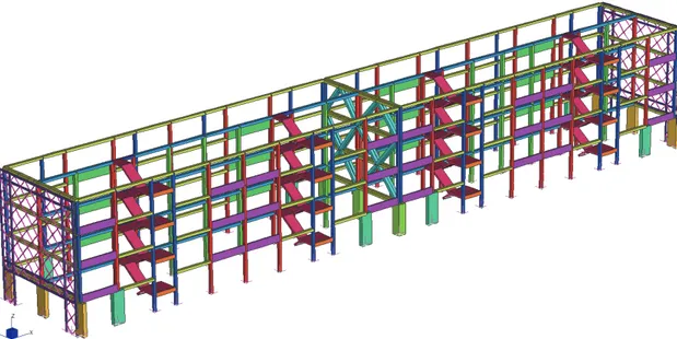 Figura 5 - Soluzione A, vista assonometrica del modello dell' edificio 