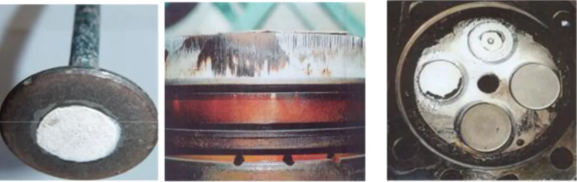 Figura 14. Depositi di silicio sulla valvola, sul pistone e sulla testa del cilindro. 