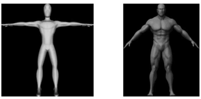 Figura 1.14:la figura a sinistra è in T-pose, mentre quella a destra è in A-pose. 