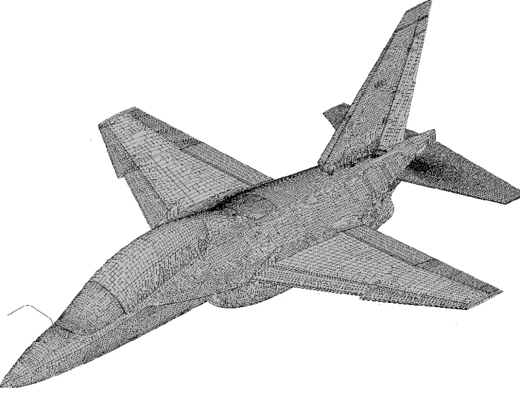 Fig. 2.2  Modello discreto per l’analisi di stress del velivolo M-346. 
