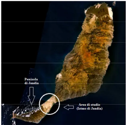 Figura 2 - Isola di Fuerteventura vista da satellite. Fonte: http://diariomajorero.com/?attachment_id=206