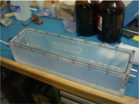 Figure 5.10 Plexiglass box realised for resolution measurements with a three–cell prototype.