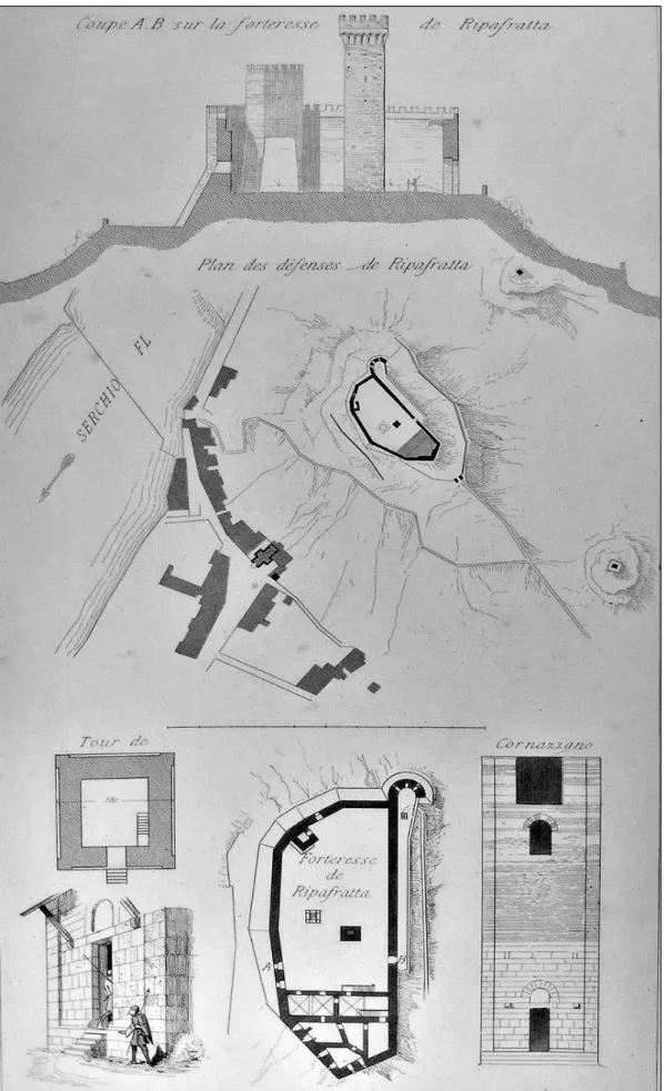 Fig. 4 - Rocca di Ripafratta posizionata a guardia del Fiume Serchio. Particolare della pianta e  della torre interna