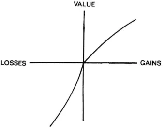 Figura 3 Funzione del valore secondo i parametri della prospect theory, Kahneman, Tversky, 1979, p.279 