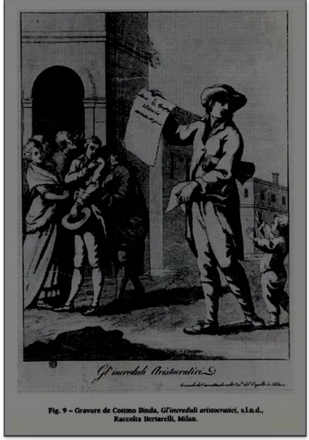Figura 8. &#34; gli increduli aristocratici2. Incisione di Cosimo Binda. Milano, Raccolta Bertarelli