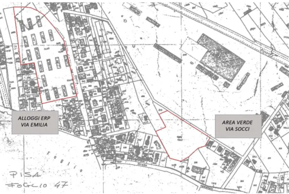 Figura 1.2 – Localizzazione degli alloggi ERP lungo la via Emilia 