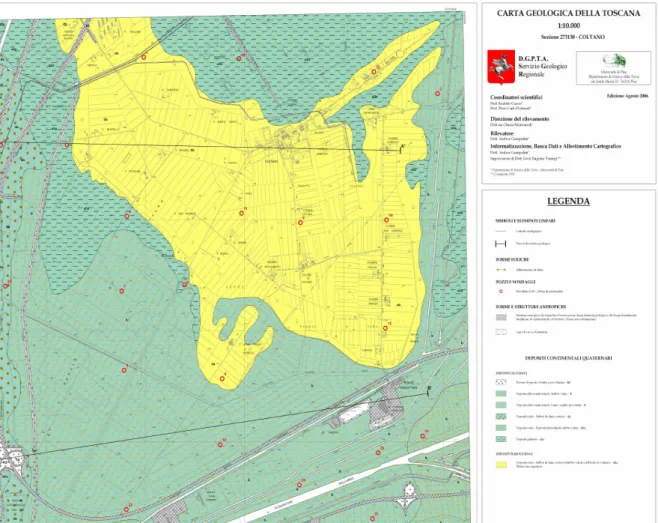 Fig 6. - Carta geologica della toscana 1:10.000 Sezione 273130 -Coltano-