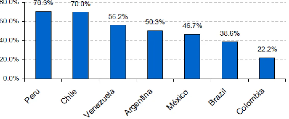 Figura 2.25: esportazioni per settore delle 100 maggiori imprese latino-americane 53