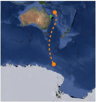 Figure 4. Satellite image (Google 2013 ©) of Australia, New Zealand and part of the Antarctic  continent