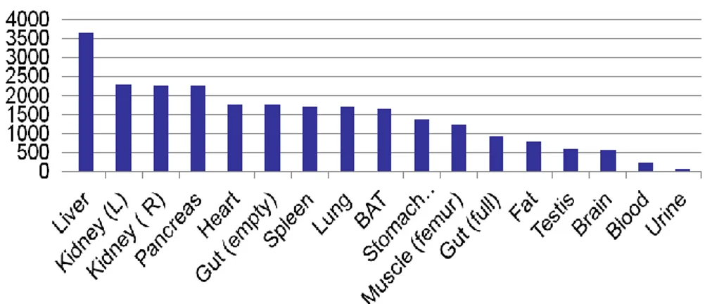 Figure 5: Biodistribution preliminary data of [ 18 F]C 