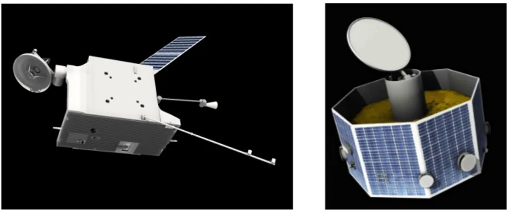 Figura 2.1. Rappresentazione dei due spacecraft della missione BepiColombo: a sinistra l’MPO e a destra l’MMO.