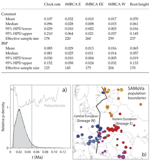 Fig. 3 Bayesian coalescent estimate of diver- diver-gence time between central and eastern European mtDNA populations of Parnassius mnemosyne