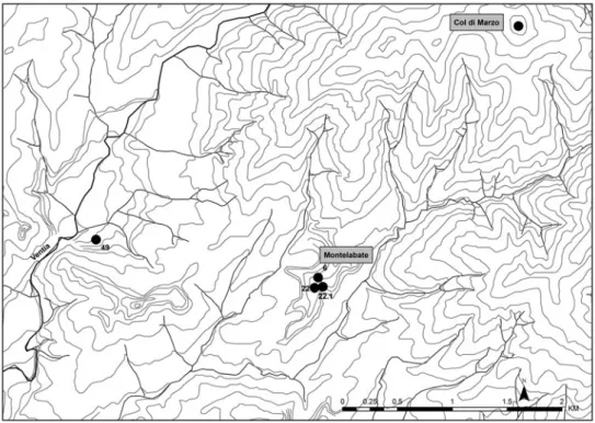 Fig. 8. Late Etruscan rural sites from the detailed study area on the frontier. For the location, see Fig